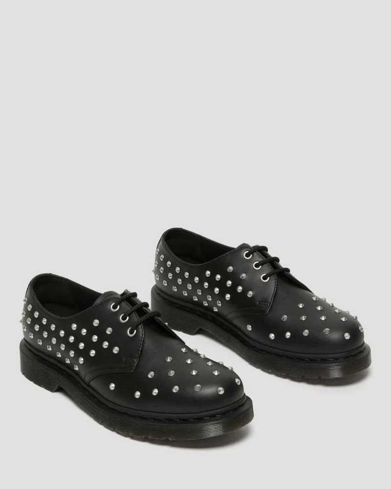 Black Dr. Martens 1461 Stud Wanama Leather Oxford Shoes | EJNCS6375