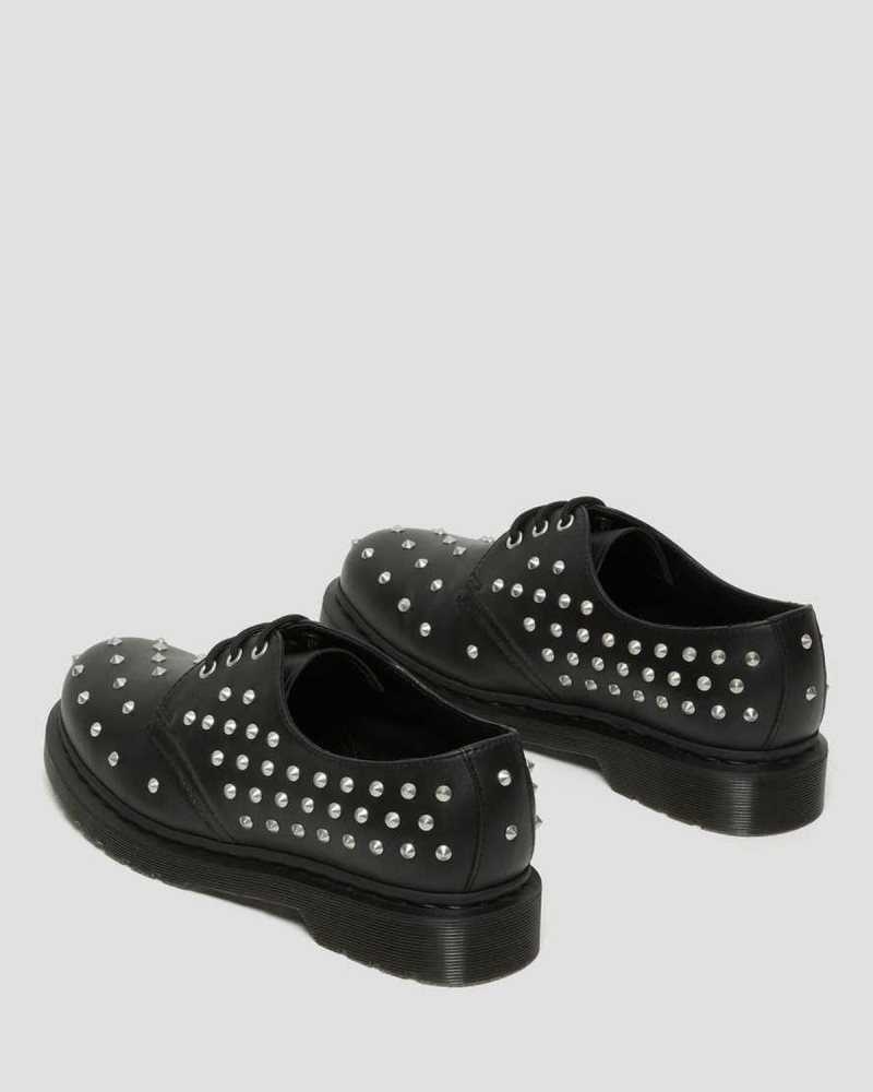 Black Dr. Martens 1461 Stud Wanama Leather Oxford Shoes | EJNCS6375