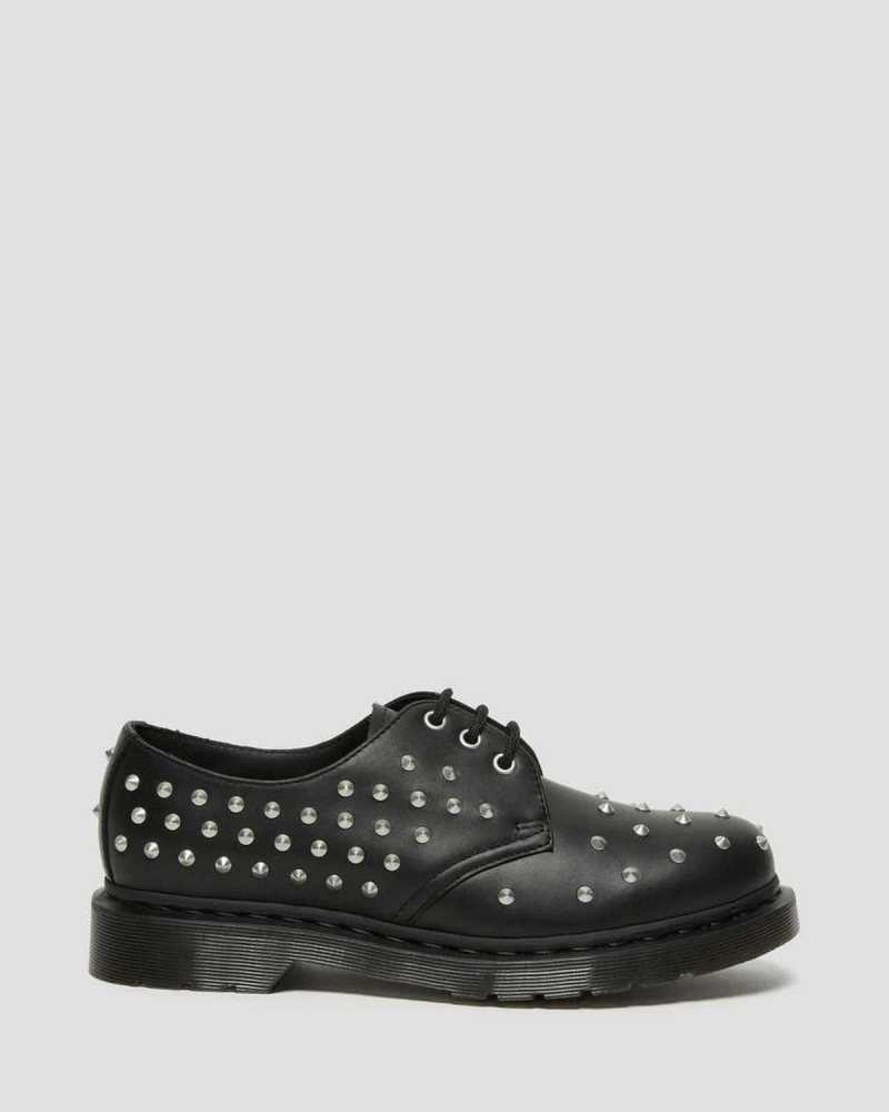 Black Dr. Martens 1461 Stud Wanama Leather Oxford Shoes | EJNCS6375