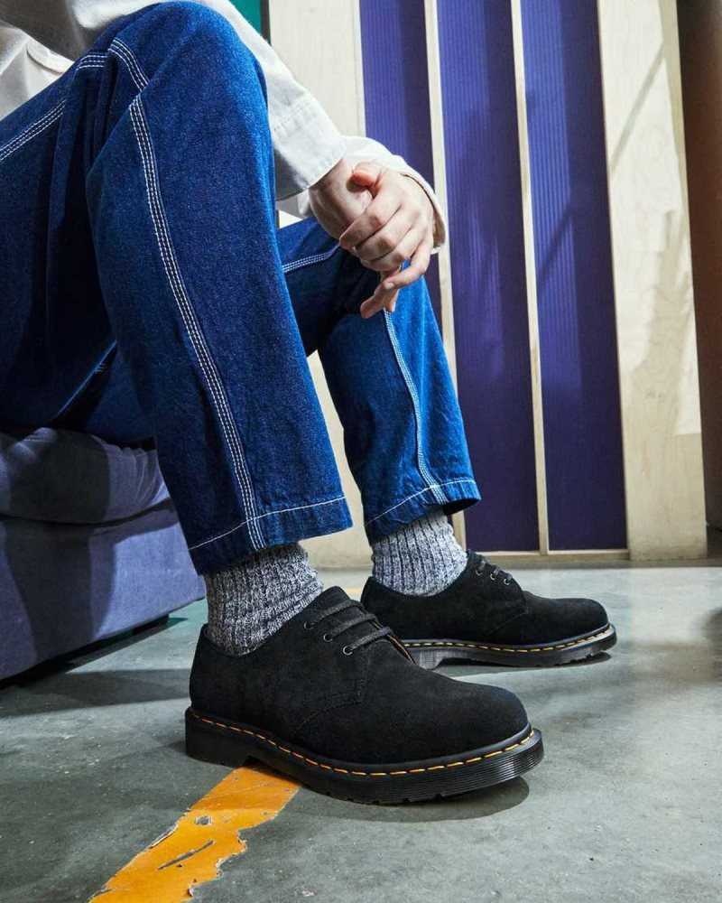 Black Dr. Martens 1461 Suede Oxford Shoes | GRNEM4150