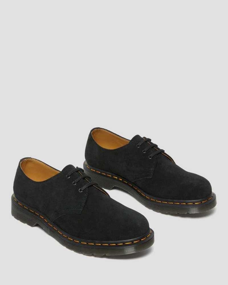 Black Dr. Martens 1461 Suede Oxford Shoes | GRNEM4150