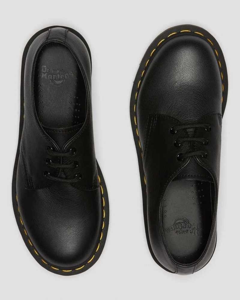 Black Dr. Martens 1461 Virginia Leather Oxford Shoes | THDOF8276