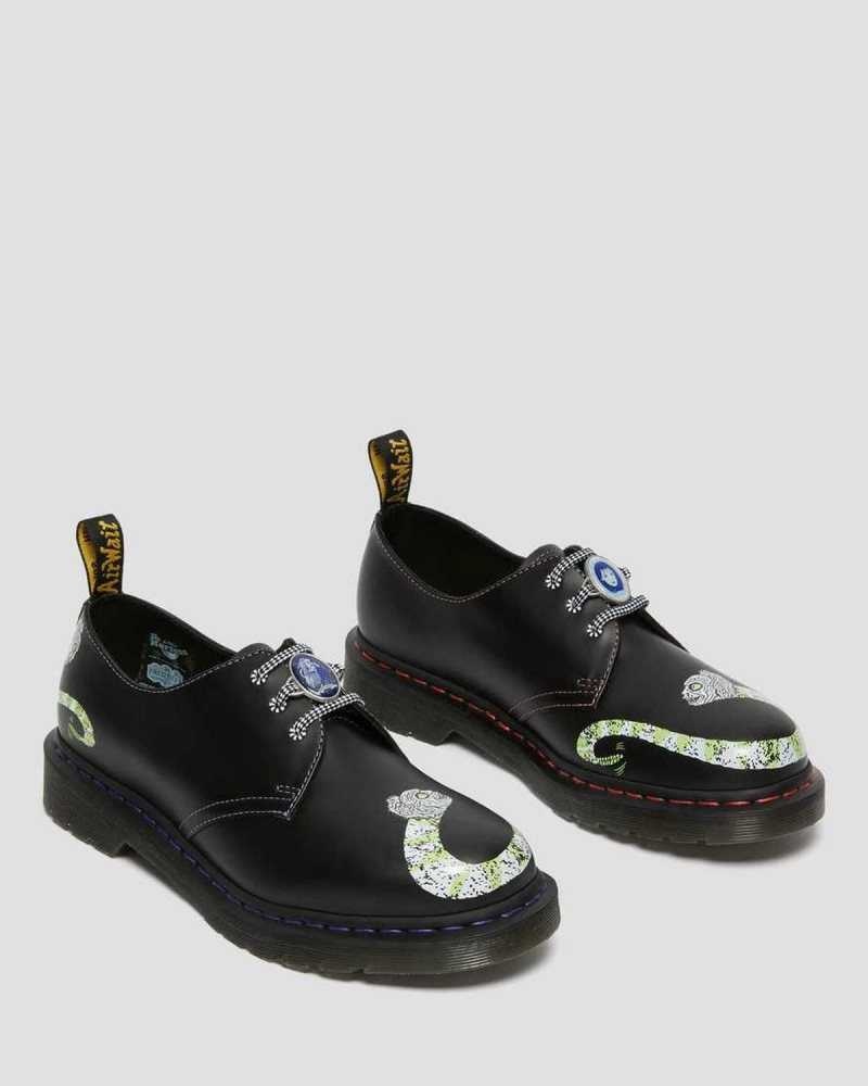 Black Dr. Martens 1461 WB Beetlejuice Smooth Leather Oxford Shoes | JTRCS2374