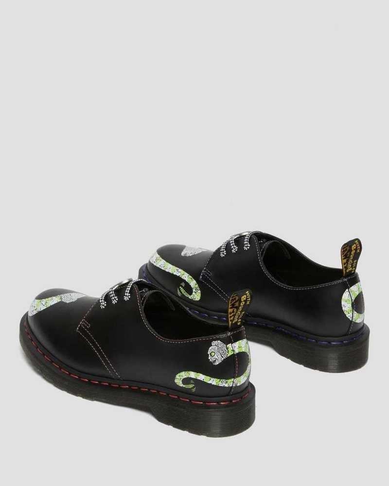 Black Dr. Martens 1461 WB Beetlejuice Smooth Leather Oxford Shoes | JTRCS2374