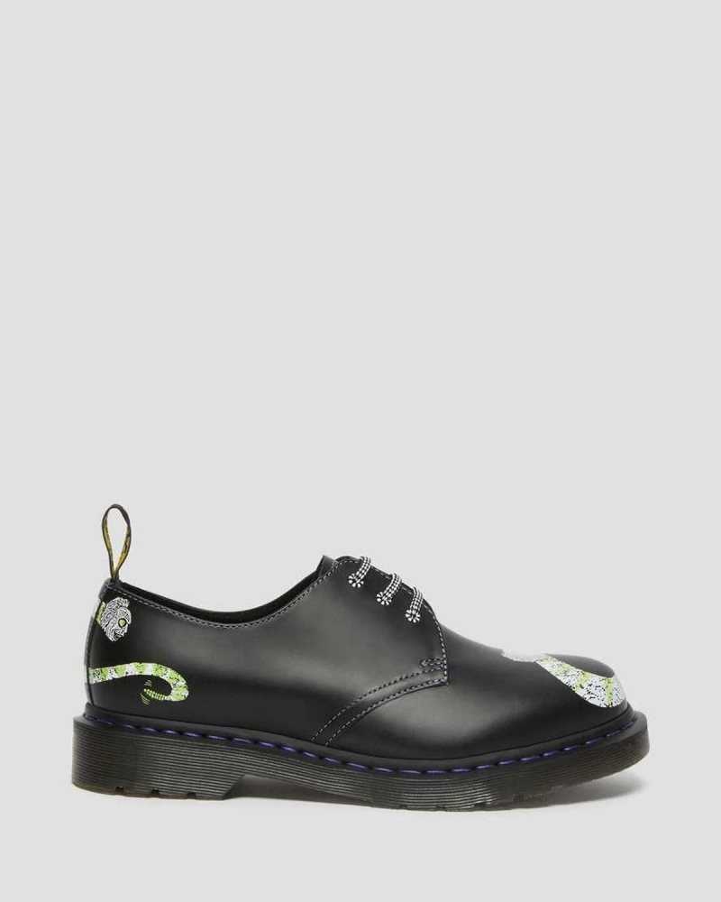 Black Dr. Martens 1461 WB Beetlejuice Smooth Leather Oxford Shoes | JTRCS2374