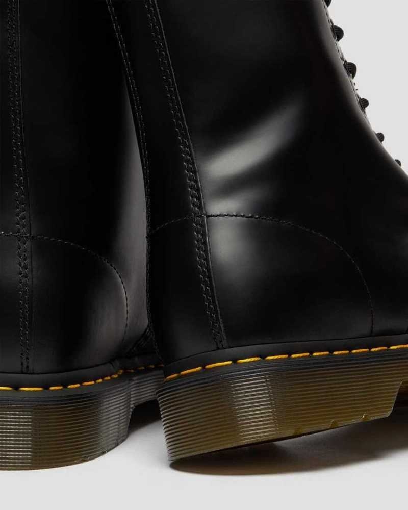 Black Dr. Martens 1490 Smooth Leather Mid Calf Boots | OZETY2504