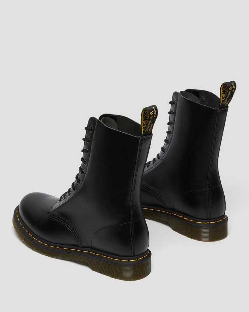 Black Dr. Martens 1490 Smooth Leather Mid Calf Boots | OZETY2504