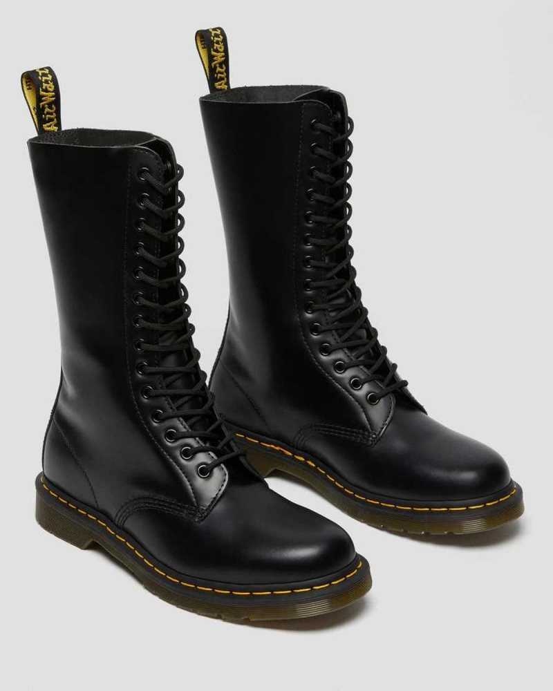 Black Dr. Martens 1914 Smooth Leather Tall Boots | ALVNJ8695