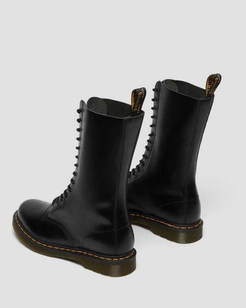 Black Dr. Martens 1914 Smooth Leather Tall Boots | ALVNJ8695