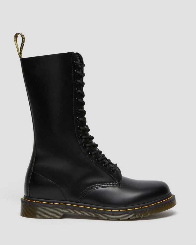 Black Dr. Martens 1914 Smooth Leather Tall Boots | ALVNJ8695