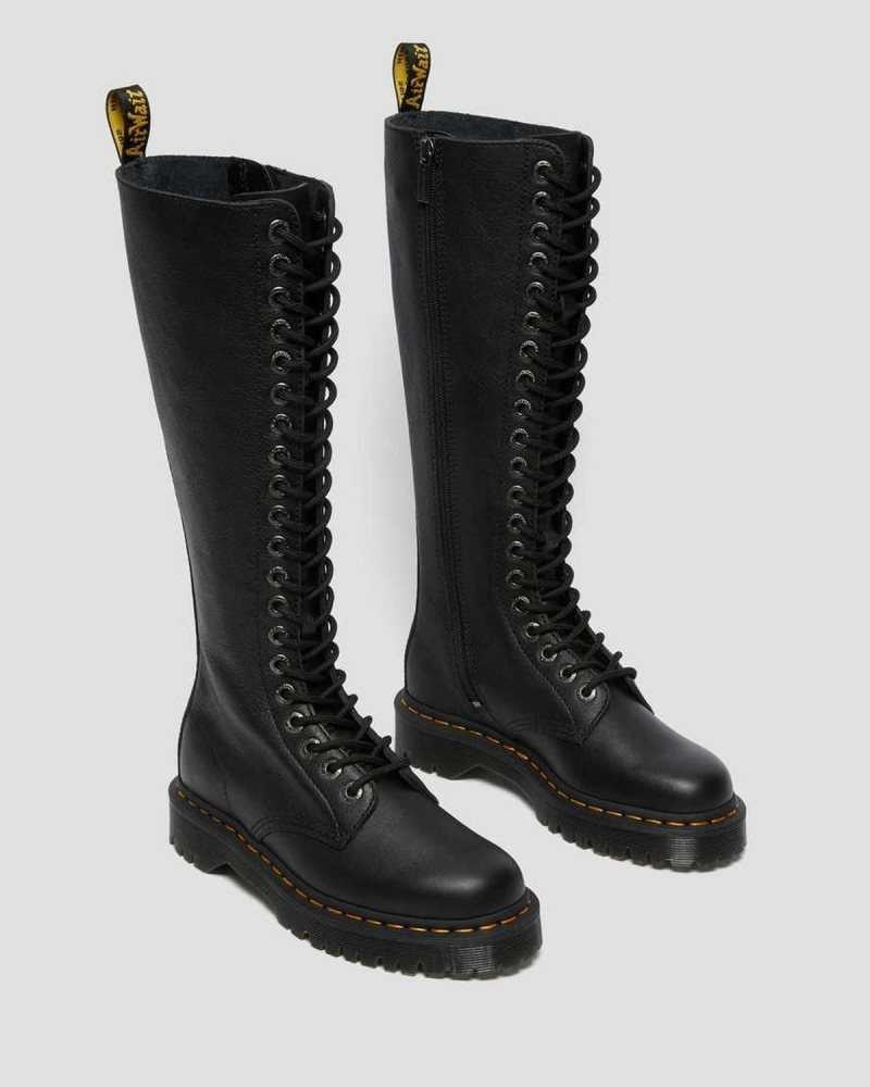 Black Dr. Martens 1B60 Bex Pisa Leather Knee High Boots | UEZKB4658