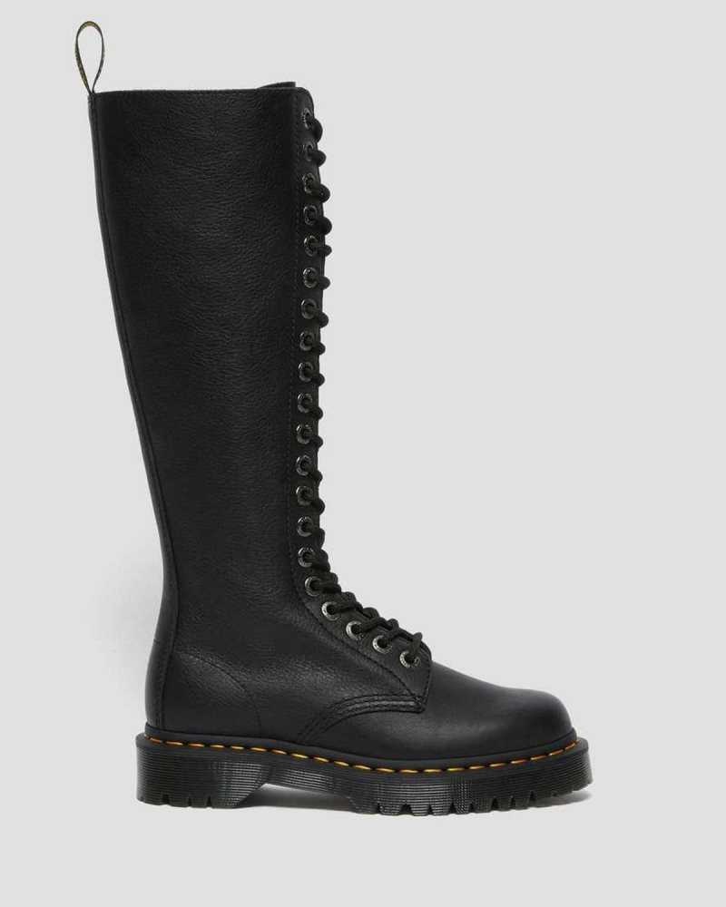 Black Dr. Martens 1B60 Bex Pisa Leather Knee High Boots | UEZKB4658