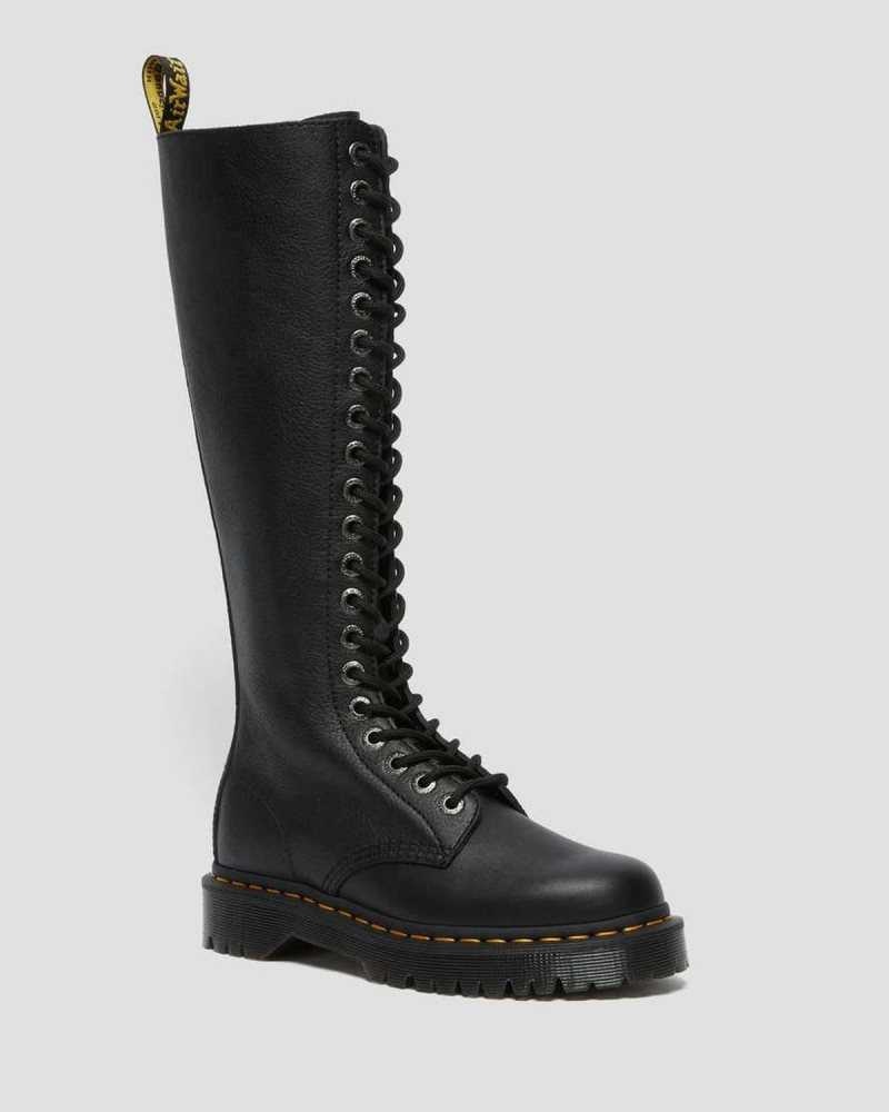 Black Dr. Martens 1B60 Bex Pisa Leather Knee High Boots | UEZKB4658