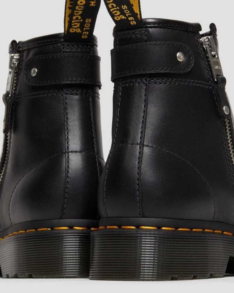 Black Dr. Martens 2976 Double Zip Leather Chelsea Boots | KRWFQ6954