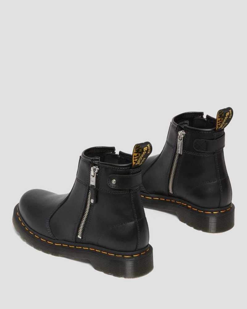 Black Dr. Martens 2976 Double Zip Leather Chelsea Boots | KRWFQ6954