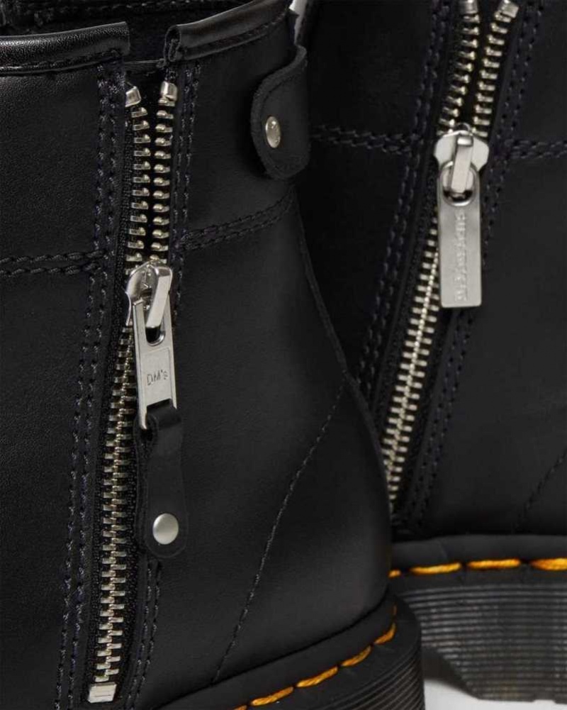 Black Dr. Martens 2976 Double Zip Leather Chelsea Boots | KRWFQ6954