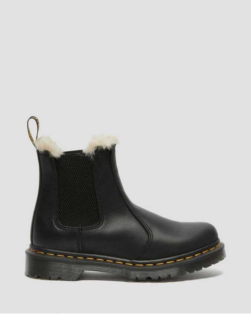 Black Dr. Martens 2976 Faux Fur Lined Chelsea Boots | GEWSV7608