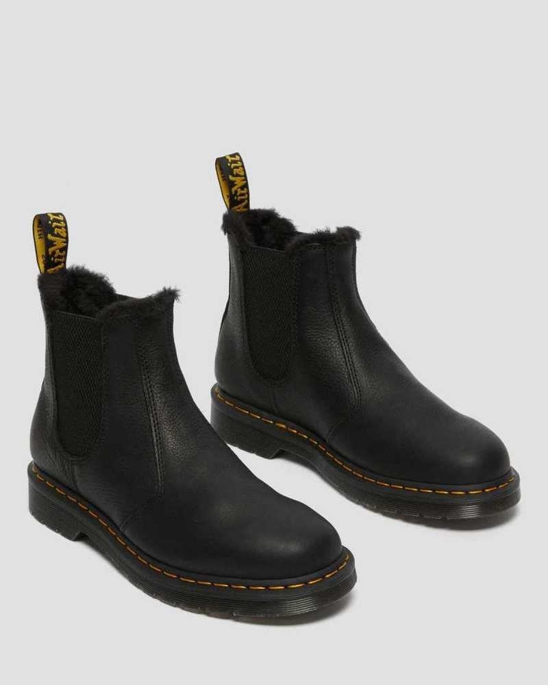 Black Dr. Martens 2976 Faux Fur Lined Chelsea Boots | CQHFX5630