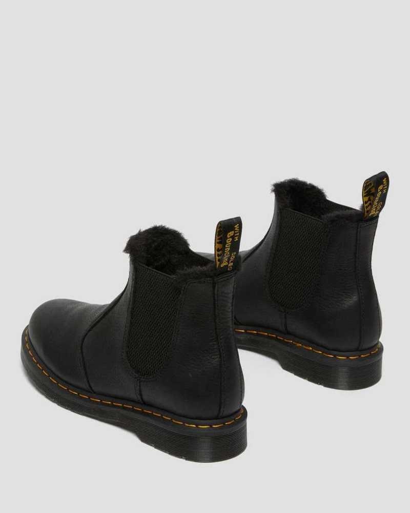 Black Dr. Martens 2976 Faux Fur Lined Chelsea Boots | CQHFX5630