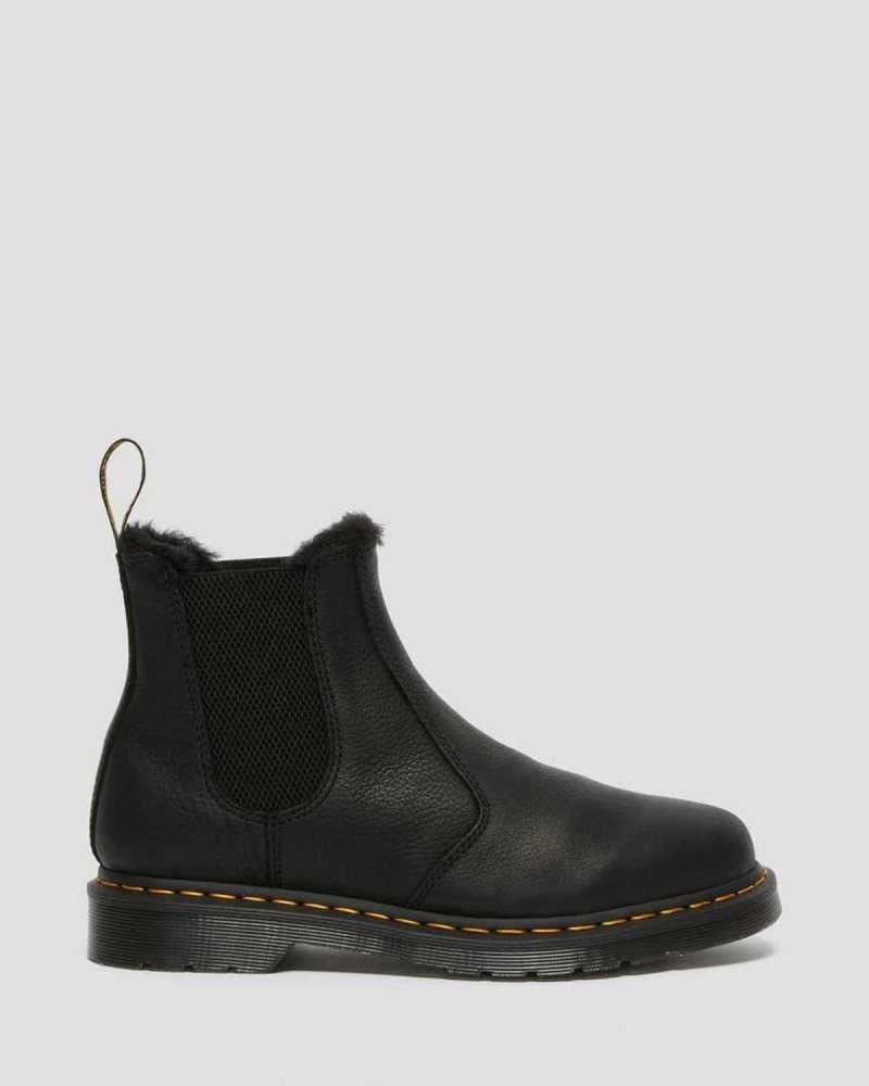 Black Dr. Martens 2976 Faux Fur Lined Chelsea Boots | CQHFX5630