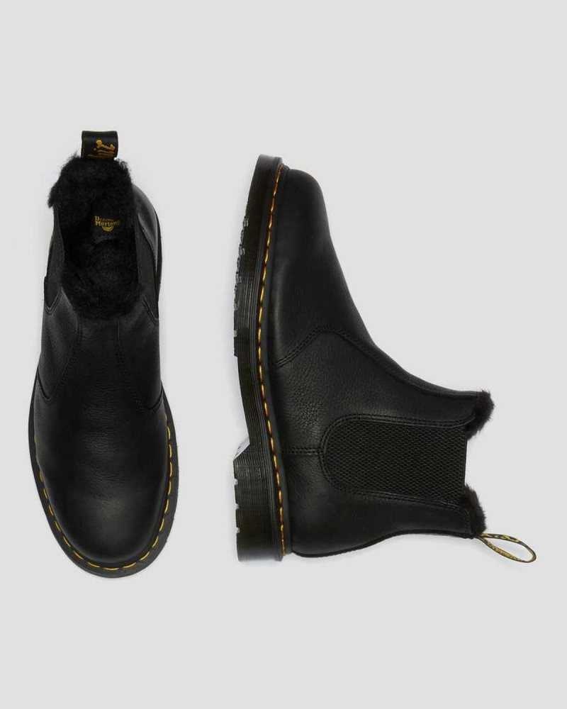 Black Dr. Martens 2976 Faux Fur Lined Chelsea Boots | CQHFX5630