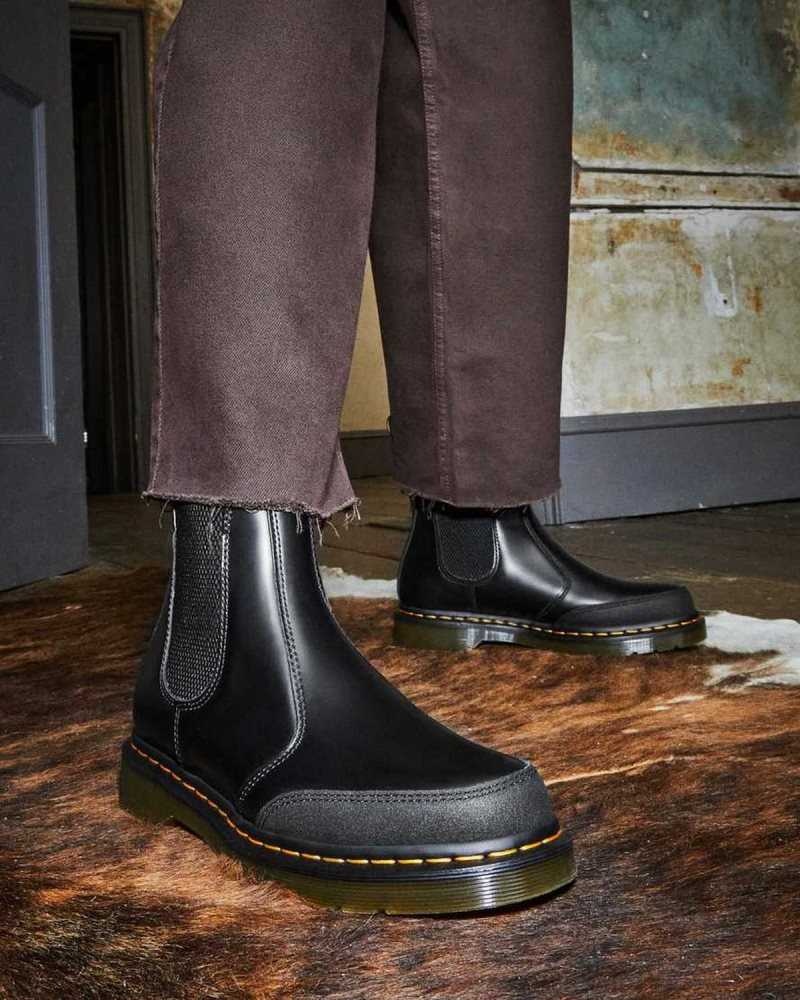 Black Dr. Martens 2976 Guard Panel Leather Chelsea Boots | ENISJ8752