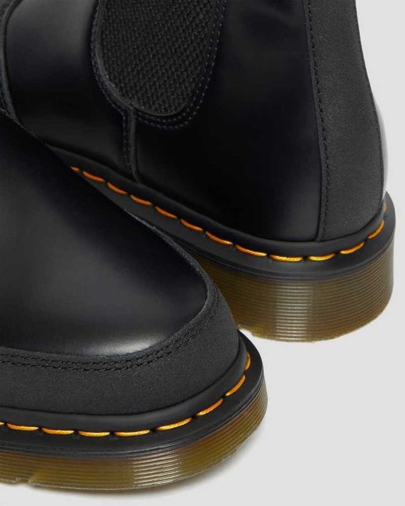 Black Dr. Martens 2976 Guard Panel Leather Chelsea Boots | ENISJ8752