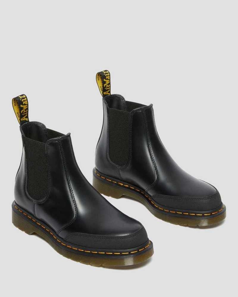 Black Dr. Martens 2976 Guard Panel Leather Chelsea Boots | ENISJ8752