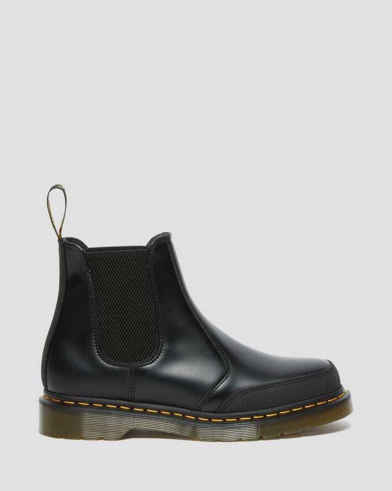 Black Dr. Martens 2976 Guard Panel Leather Chelsea Boots | ENISJ8752