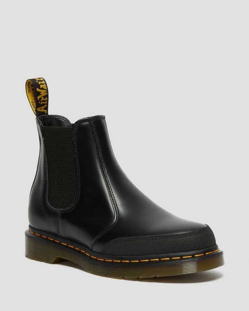 Black Dr. Martens 2976 Guard Panel Leather Chelsea Boots | ENISJ8752