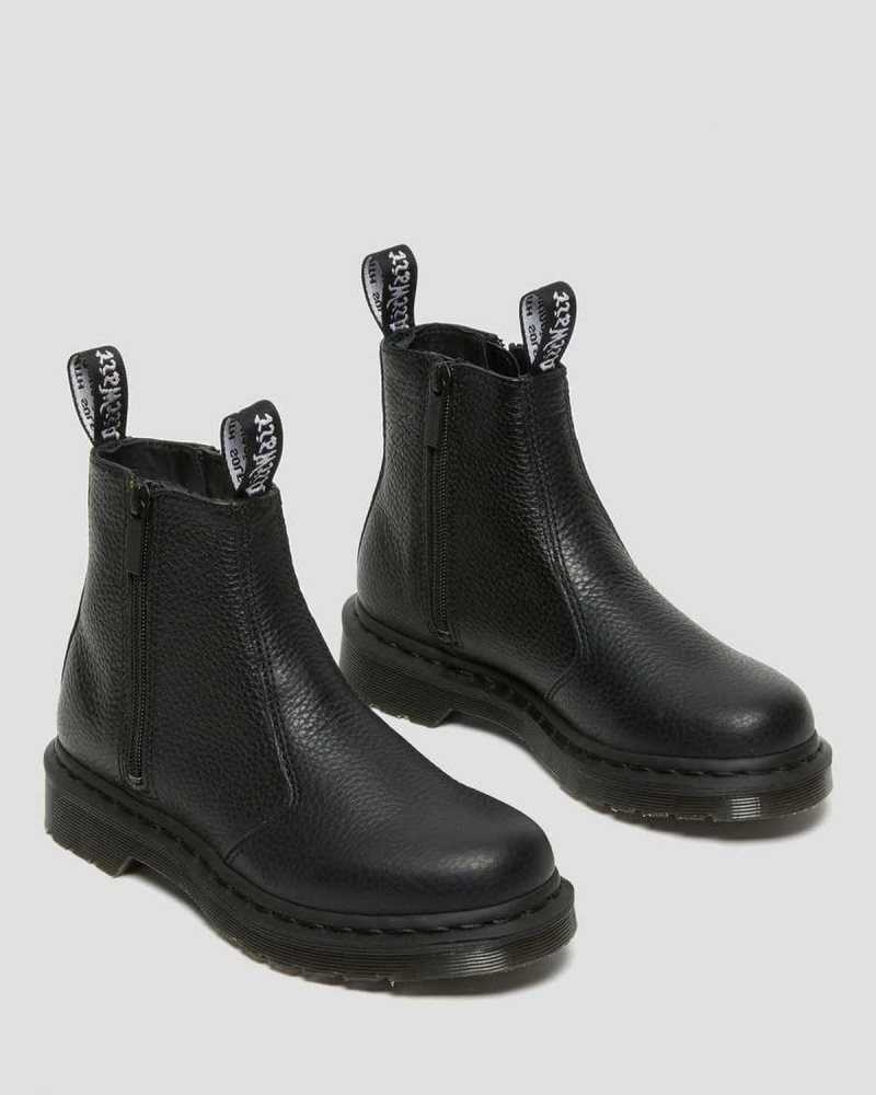 Black Dr. Martens 2976 Leather Zipper Chelsea Boots | HTLJR3074