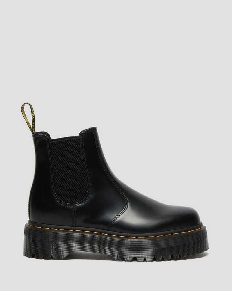 Black Dr. Martens 2976 Smooth Leather Platform Chelsea Boots | EVINH6931