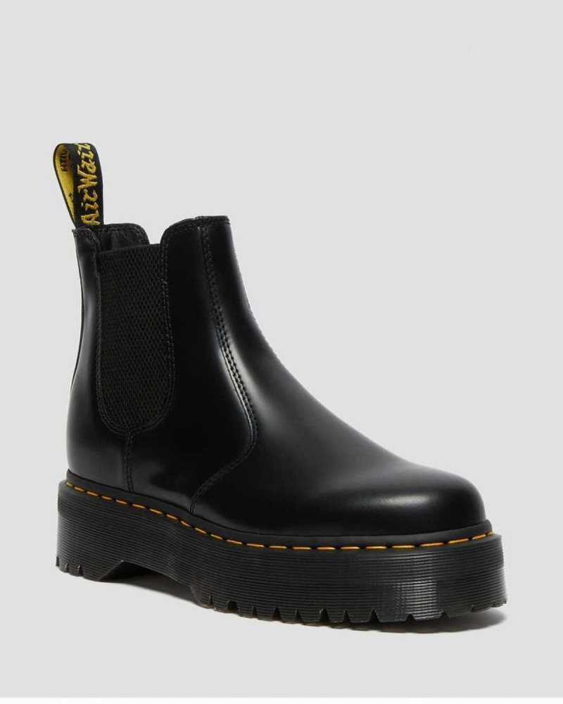 Black Dr. Martens 2976 Smooth Leather Platform Chelsea Boots | EVINH6931