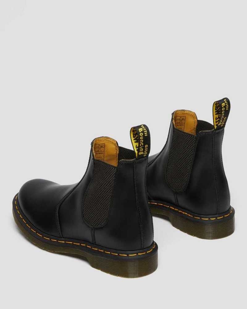 Black Dr. Martens 2976 Yellow Stitch Smooth Leather Chelsea Boots | HPNLS0785