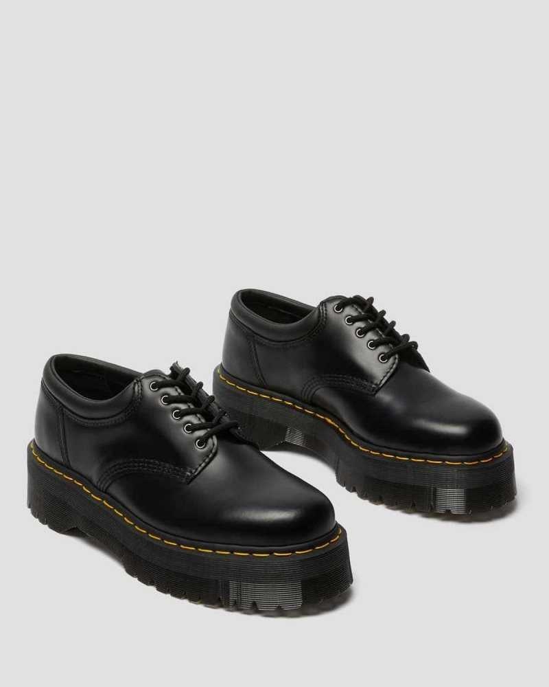 Black Dr. Martens 8053 Leather Platform Casual Shoes | GMKBI0537