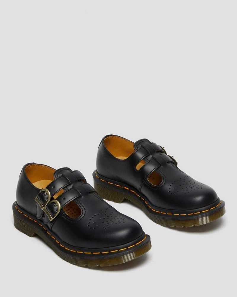 Black Dr. Martens 8065 Smooth Leather Mary Jane Shoes | TDUPR1329