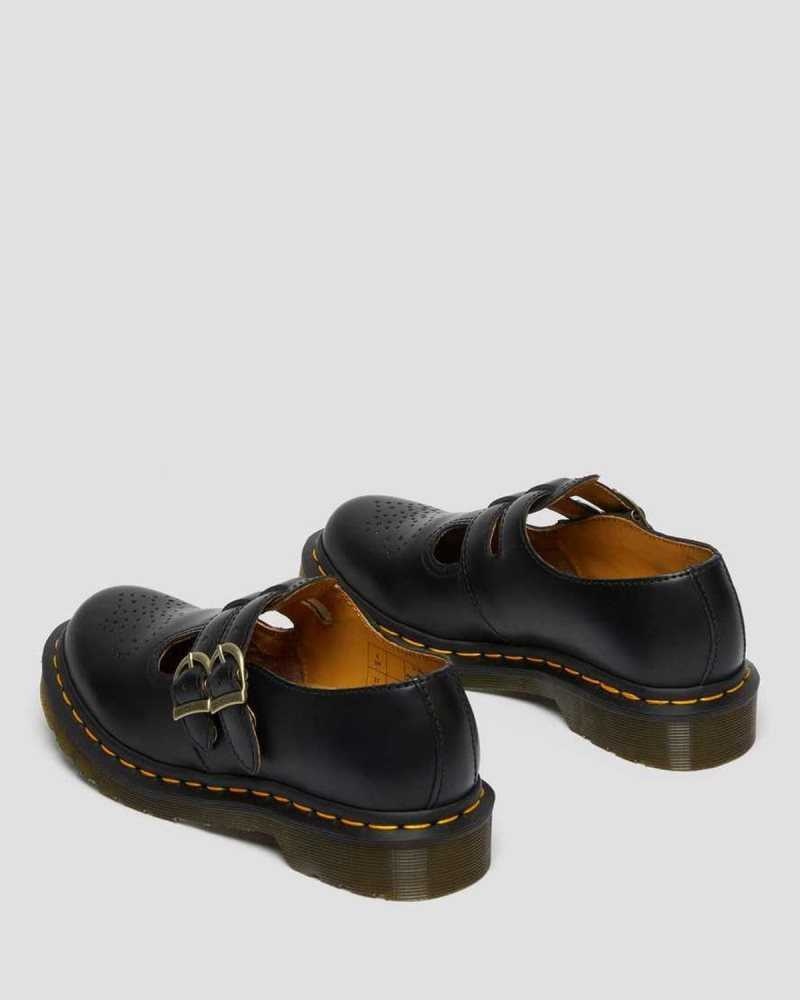 Black Dr. Martens 8065 Smooth Leather Mary Jane Shoes | TDUPR1329