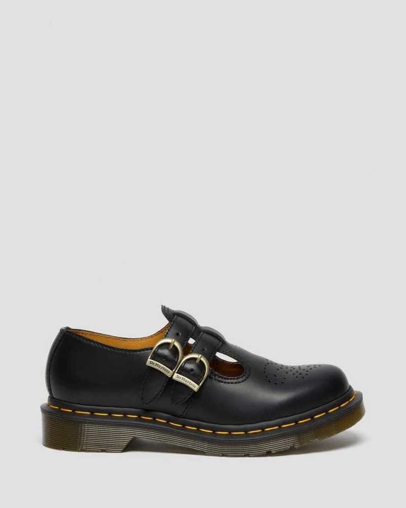 Black Dr. Martens 8065 Smooth Leather Mary Jane Shoes | TDUPR1329