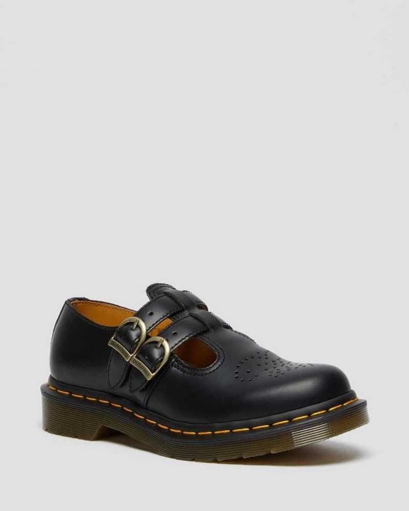 Black Dr. Martens 8065 Smooth Leather Mary Jane Shoes | TDUPR1329