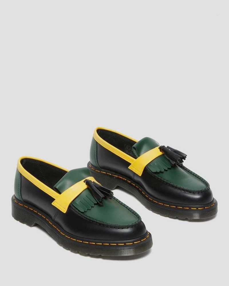 Black Dr. Martens Adrian Contrast Smooth Leather Tassle Loafers | WQXCR1783