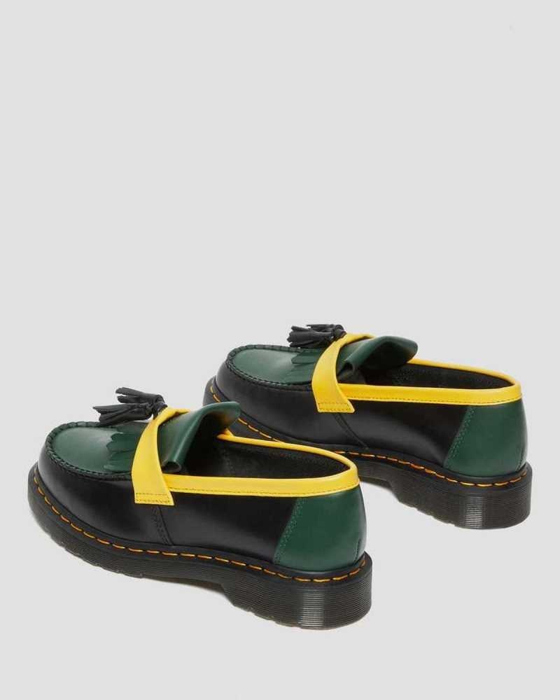 Black Dr. Martens Adrian Contrast Smooth Leather Tassle Loafers | WQXCR1783