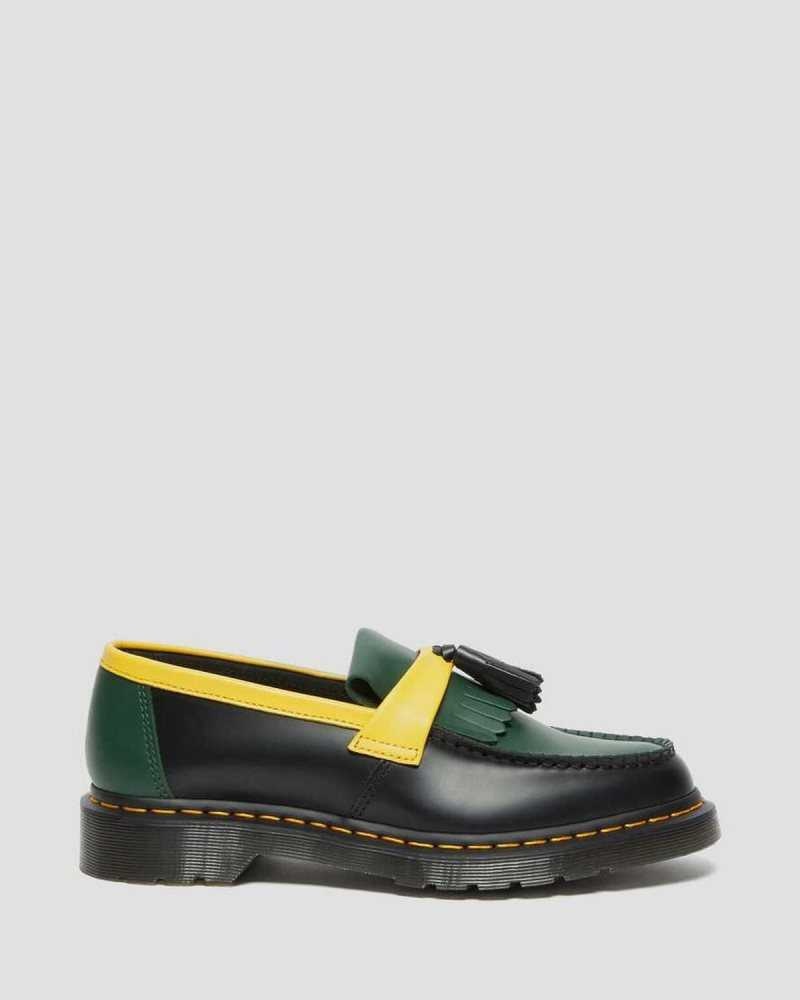 Black Dr. Martens Adrian Contrast Smooth Leather Tassle Loafers | WQXCR1783