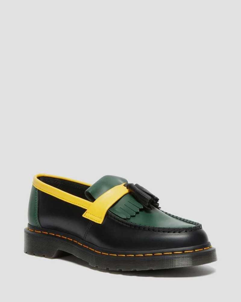 Black Dr. Martens Adrian Contrast Smooth Leather Tassle Loafers | WQXCR1783