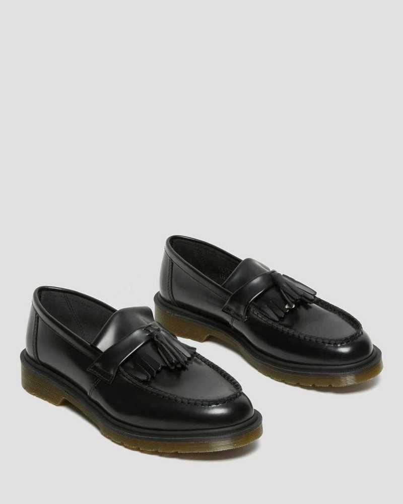 Black Dr. Martens Adrian Smooth Leather Tassle Loafers | HMLJW8439