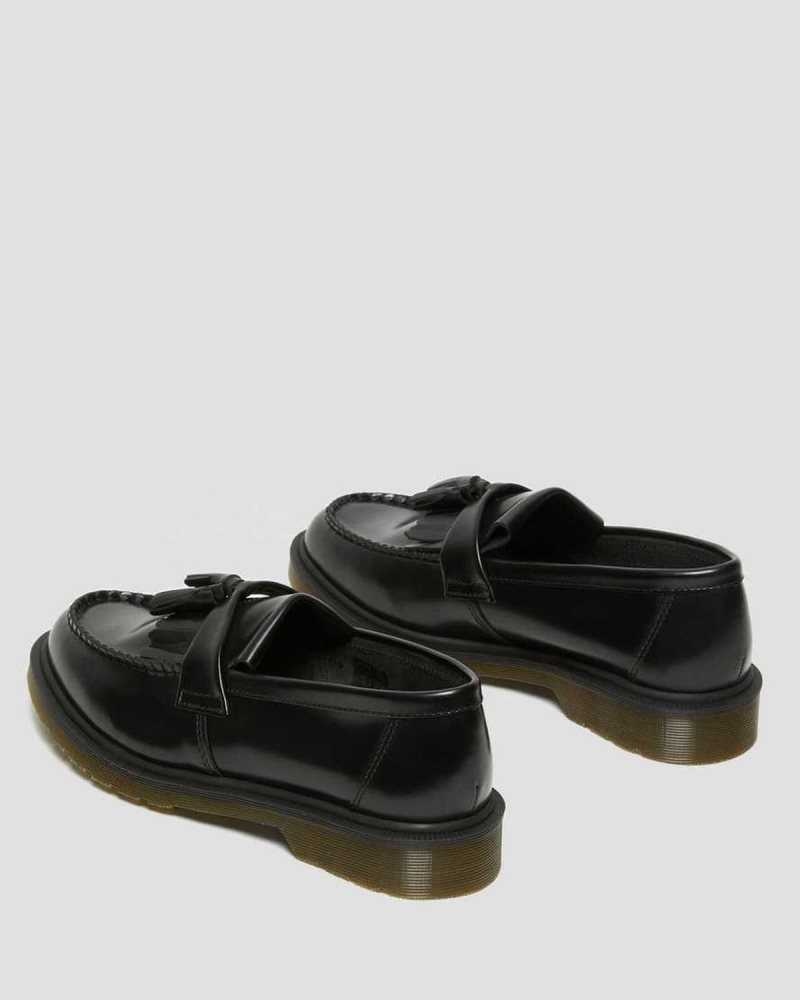 Black Dr. Martens Adrian Smooth Leather Tassle Loafers | HMLJW8439