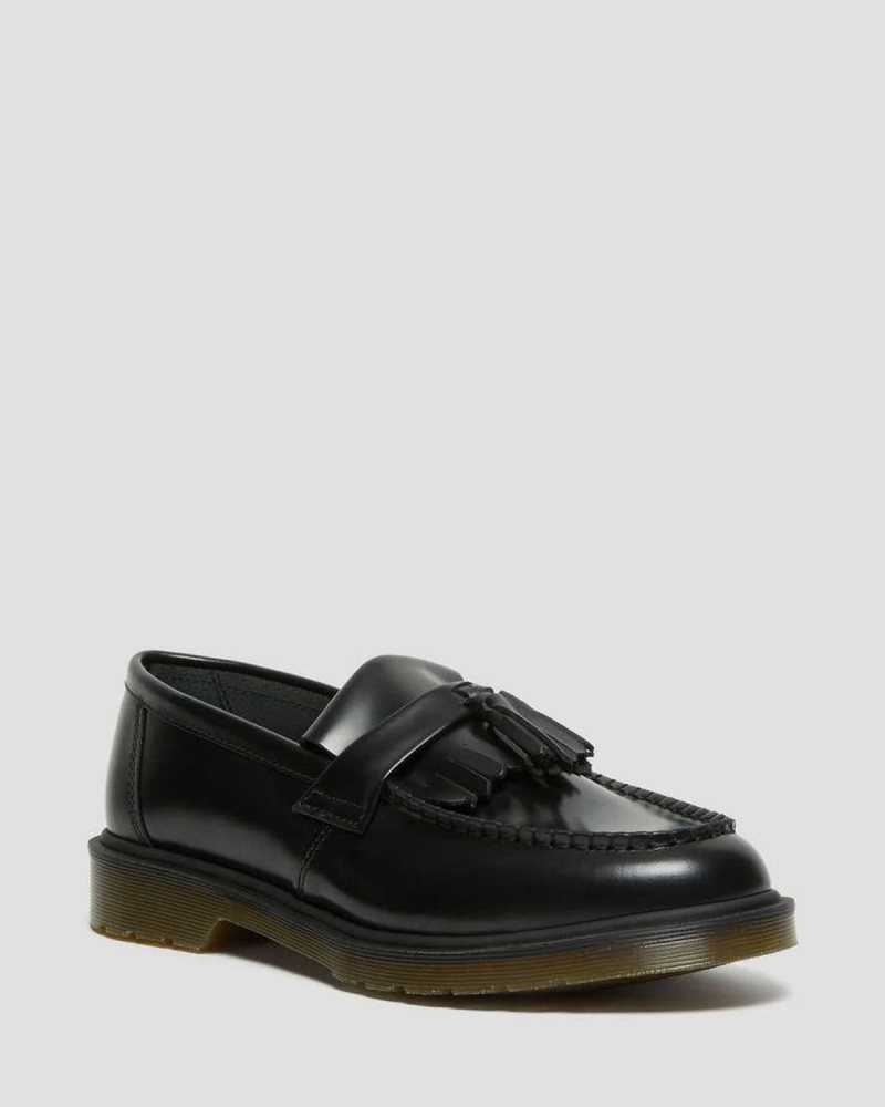 Black Dr. Martens Adrian Smooth Leather Tassle Loafers | HMLJW8439