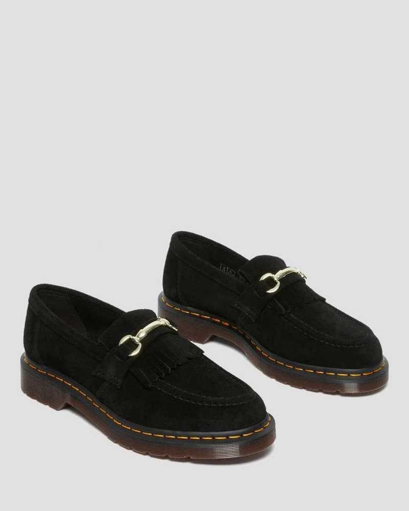 Black Dr. Martens Adrian Snaffle Suede Loafers | SHKDW0167