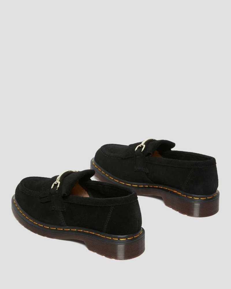 Black Dr. Martens Adrian Snaffle Suede Loafers | SHKDW0167