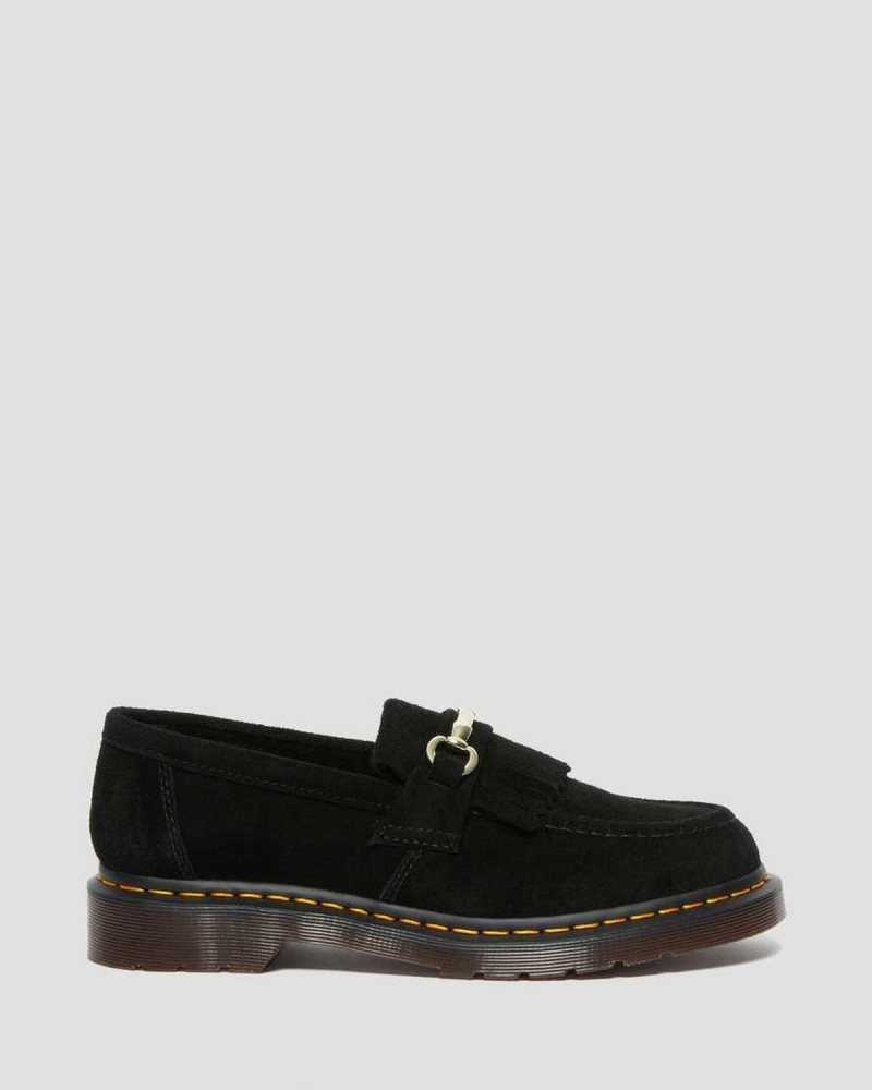 Black Dr. Martens Adrian Snaffle Suede Loafers | SHKDW0167