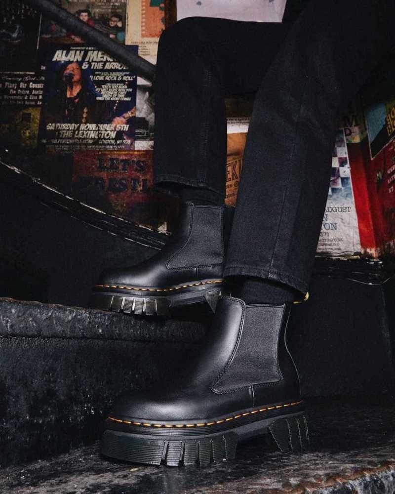 Black Dr. Martens Audrick Nappa Leather Platform Chelsea Boots | FACUM7982